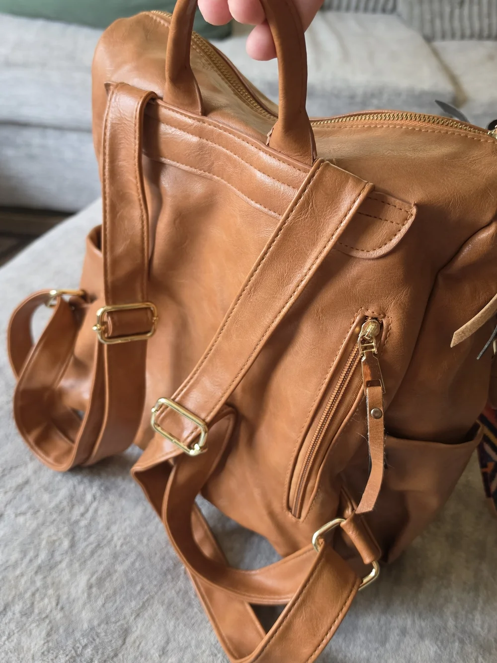 Modern & Chic Brielle Convertible Bag tan faux leather